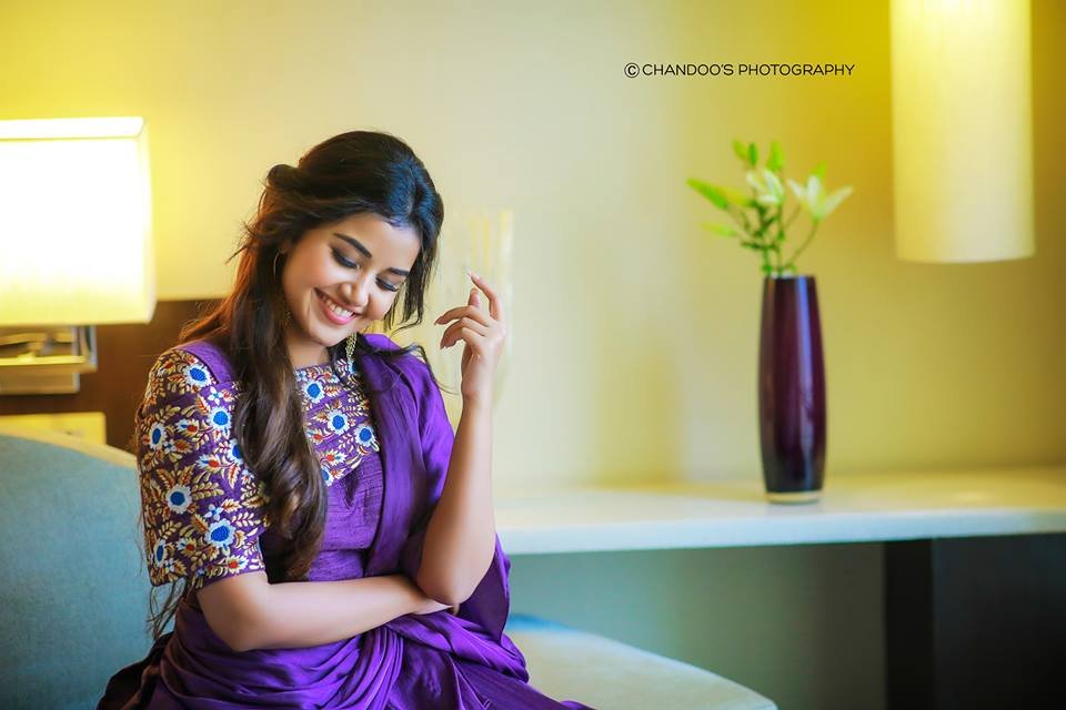 Anupama Parameswaran in Lavender Colour Dress