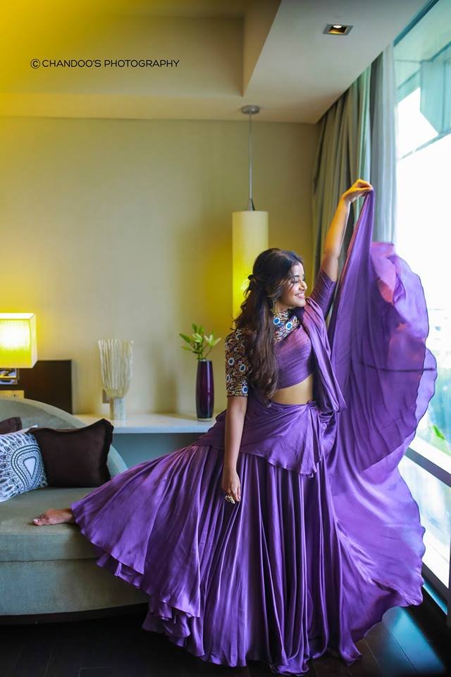 Anupama Parameswaran in Lavender Colour Dress