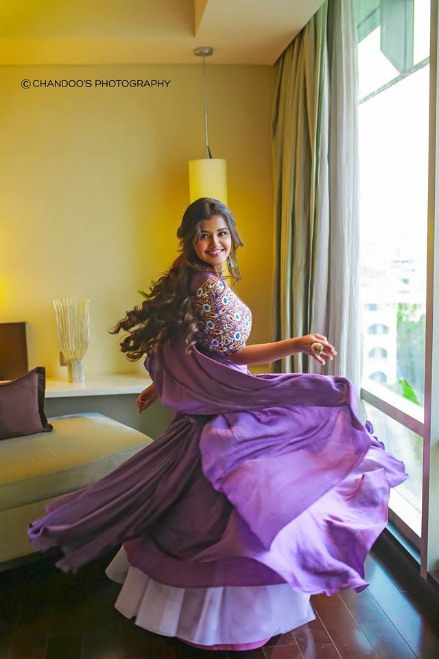 Anupama Parameswaran in Lavender Colour Dress