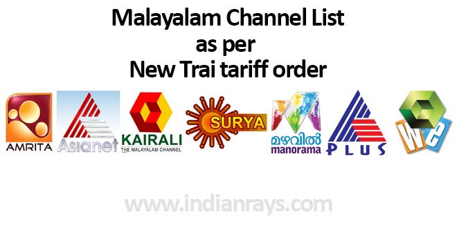 Malayalam Channel List as per New Trai tariff order